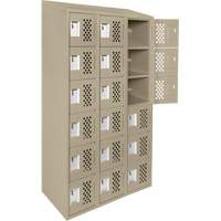 Assembled Lockerettes Clean Line Perforated Economy Lockers, 6 -tier, Bank of 3, 18" x 72" x 12", Steel Fastek