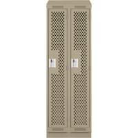 Clean Line Lockers, Bank of 2, 24" x 12" x 82", Steel, Beige, Rivet (Assembled), Perforated Fastek