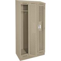 Clean Line Lockers, Bank of 3, 36" x 12" x 82", Steel, Beige, Rivet (Assembled), Perforated Fastek