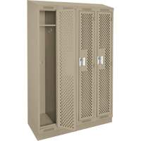 Clean Line Lockers, Bank of 4, 48" x 12" x 82", Steel, Beige, Rivet (Assembled), Perforated Fastek