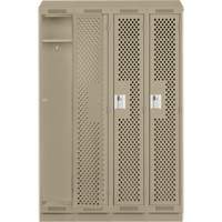 Clean Line Lockers, Bank of 4, 48" x 12" x 82", Steel, Beige, Rivet (Assembled), Perforated Fastek