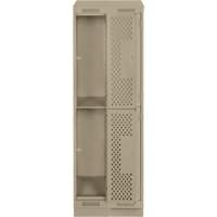 Casiers Clean Line, 2 niveaux, Bloc de 2, 24" x 18" x 82", Acier, Beige, Rivet (assembl&eacute;), Perfor&eacute; Fastek