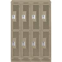 Casiers Clean Line, 2 niveaux, Bloc de 4, 48" x 15" x 82", Acier, Beige, Rivet (assembl&eacute;), Perfor&eacute; Fastek