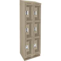 Casiers Clean Line, 3 niveaux, Bloc de 2, 24" x 18" x 82", Acier, Beige, Rivet (assembl&eacute;), Perfor&eacute; Fastek