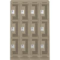 Casiers Clean Line, 3 niveaux, Bloc de 4, 48" x 15" x 82", Acier, Beige, Rivet (assembl&eacute;), Perfor&eacute; Fastek
