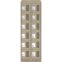Assembled Lockerettes Clean Line Perforated Economy Lockers, 6 -tier, Bank of 2, 18" x 72" x 12", Steel Fastek