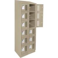 Assembled Lockerettes Clean Line Perforated Economy Lockers, 6 -tier, Bank of 2, 18" x 72" x 12", Steel Fastek