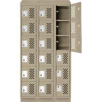Assembled Lockerettes Clean Line Perforated Economy Lockers, 6 -tier, Bank of 3, 18" x 72" x 12", Steel Fastek