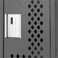Clean Line™ Lockers, Bank of 2, 24" x 15" x 72", Steel, Charcoal, Rivet (Assembled), Perforated FK813 | Fastek