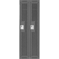 Clean Line™ Lockers, Bank of 2, 24" x 15" x 72", Steel, Charcoal, Rivet (Assembled), Perforated FK813 | Fastek