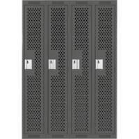 Clean Line Lockers, Bank of 4, 48" x 15" x 72", Steel, Charcoal, Rivet (Assembled), Perforated Fastek