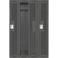 Clean Line Lockers, Bank of 4, 48" x 15" x 72", Steel, Charcoal, Rivet (Assembled), Perforated Fastek