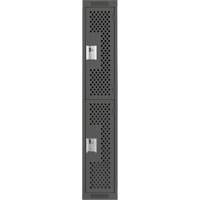 Clean Line Lockers, 2 -tier, 12" x 15" x 72", Steel, Charcoal, Rivet (Assembled), Perforated Fastek