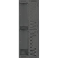 Clean Line Lockers, 2 -tier, Bank of 2, 24" x 15" x 72", Steel, Charcoal, Rivet (Assembled), Perforated Fastek