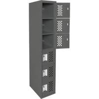 Assembled Lockerettes Clean Line Perforated Economy Lockers, 6 -tier, 18" x 72" x 12", Steel Fastek
