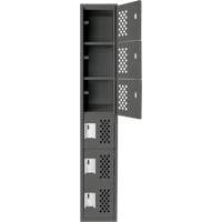Assembled Lockerettes Clean Line Perforated Economy Lockers, 6 -tier, 18" x 72" x 12", Steel Fastek