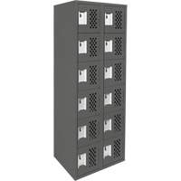 Assembled Lockerettes Clean Line Perforated Economy Lockers, 6 -tier, Bank of 2, 18" x 72" x 12", Steel Fastek