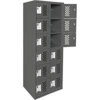 Assembled Lockerettes Clean Line Perforated Economy Lockers, 6 -tier, Bank of 2, 18" x 72" x 12", Steel Fastek