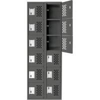 Assembled Lockerettes Clean Line Perforated Economy Lockers, 6 -tier, Bank of 2, 18" x 72" x 12", Steel Fastek