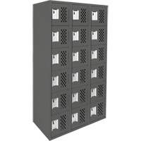 Assembled Lockerettes Clean Line Perforated Economy Lockers, 6 -tier, Bank of 3, 18" x 72" x 12", Steel Fastek