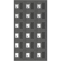 Assembled Lockerettes Clean Line Perforated Economy Lockers, 6 -tier, Bank of 3, 18" x 72" x 12", Steel Fastek