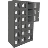 Assembled Lockerettes Clean Line Perforated Economy Lockers, 6 -tier, Bank of 3, 18" x 72" x 12", Steel Fastek