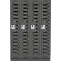 Clean Line Lockers, Bank of 4, 48" x 15" x 76", Steel, Charcoal, Rivet (Assembled), Perforated Fastek