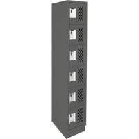 Assembled Lockerettes Clean Line Perforated Economy Lockers, 6 -tier, 18" x 72" x 12", Steel Fastek