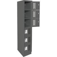 Assembled Lockerettes Clean Line Perforated Economy Lockers, 6 -tier, 18" x 72" x 12", Steel Fastek