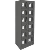 Assembled Lockerettes Clean Line Perforated Economy Lockers, 6 -tier, Bank of 2, 18" x 72" x 12", Steel Fastek