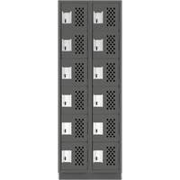 Assembled Lockerettes Clean Line Perforated Economy Lockers, 6 -tier, Bank of 2, 18" x 72" x 12", Steel Fastek