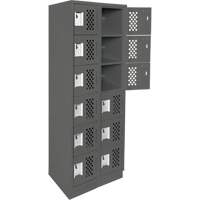 Assembled Lockerettes Clean Line Perforated Economy Lockers, 6 -tier, Bank of 2, 18" x 72" x 12", Steel Fastek