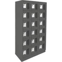 Assembled Lockerettes Clean Line Perforated Economy Lockers, 6 -tier, Bank of 3, 18" x 72" x 12", Steel Fastek