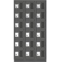 Assembled Lockerettes Clean Line Perforated Economy Lockers, 6 -tier, Bank of 3, 18" x 72" x 12", Steel Fastek