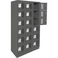 Assembled Lockerettes Clean Line Perforated Economy Lockers, 6 -tier, Bank of 3, 18" x 72" x 12", Steel Fastek