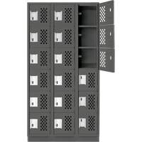 Assembled Lockerettes Clean Line Perforated Economy Lockers, 6 -tier, Bank of 3, 18" x 72" x 12", Steel Fastek
