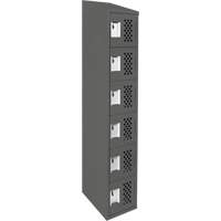 Assembled Lockerettes Clean Line Perforated Economy Lockers, 6 -tier, 18" x 72" x 12", Steel Fastek