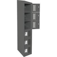 Assembled Lockerettes Clean Line Perforated Economy Lockers, 6 -tier, 18" x 72" x 12", Steel Fastek