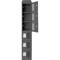 Assembled Lockerettes Clean Line Perforated Economy Lockers, 6 -tier, 18" x 72" x 12", Steel Fastek