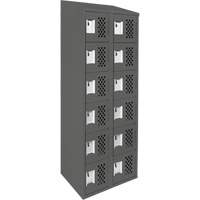 Assembled Lockerettes Clean Line Perforated Economy Lockers, 6 -tier, Bank of 2, 18" x 72" x 12", Steel Fastek