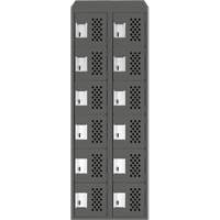 Assembled Lockerettes Clean Line Perforated Economy Lockers, 6 -tier, Bank of 2, 18" x 72" x 12", Steel Fastek