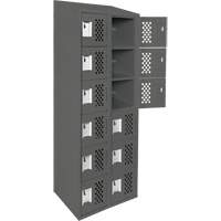Assembled Lockerettes Clean Line Perforated Economy Lockers, 6 -tier, Bank of 2, 18" x 72" x 12", Steel Fastek
