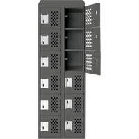 Assembled Lockerettes Clean Line Perforated Economy Lockers, 6 -tier, Bank of 2, 18" x 72" x 12", Steel Fastek
