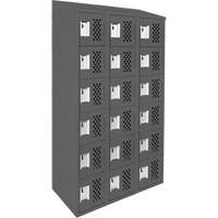 Assembled Lockerettes Clean Line Perforated Economy Lockers, 6 -tier, Bank of 3, 18" x 72" x 12", Steel Fastek