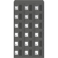 Assembled Lockerettes Clean Line Perforated Economy Lockers, 6 -tier, Bank of 3, 18" x 72" x 12", Steel Fastek