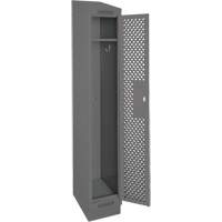 Clean Line Lockers, 12" x 12" x 82", Steel, Charcoal, Rivet (Assembled), Perforated Fastek