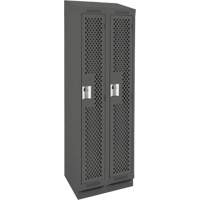 Clean Line Lockers, Bank of 2, 24" x 12" x 82", Steel, Charcoal, Rivet (Assembled), Perforated Fastek