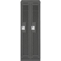 Clean Line Lockers, Bank of 2, 24" x 12" x 82", Steel, Charcoal, Rivet (Assembled), Perforated Fastek