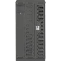 Clean Line Lockers, Bank of 3, 36" x 12" x 82", Steel, Charcoal, Rivet (Assembled), Perforated Fastek