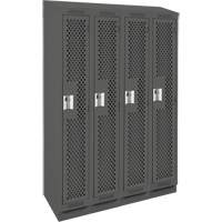 Clean Line Lockers, Bank of 4, 48" x 12" x 82", Steel, Charcoal, Rivet (Assembled), Perforated Fastek